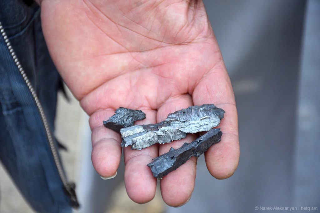 The remnants of a mortar from the bombing along the border. Photo credit: Hetq
